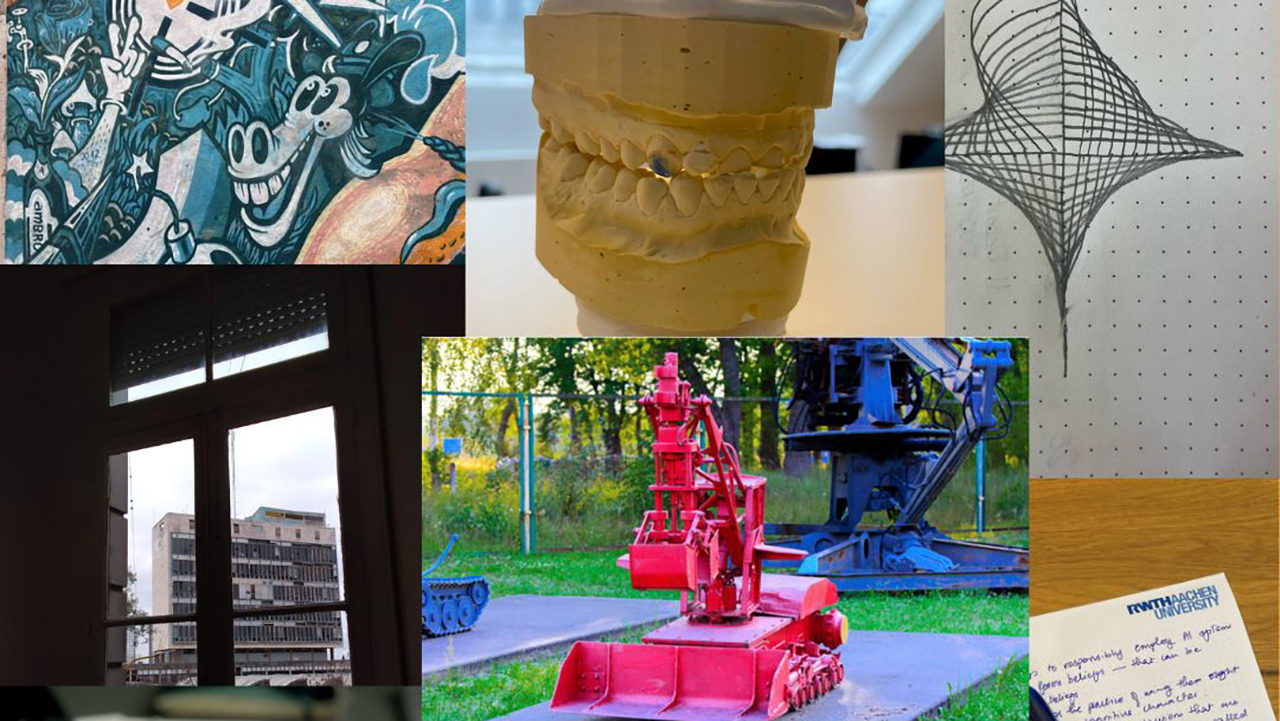 A collage of six unrelated images.